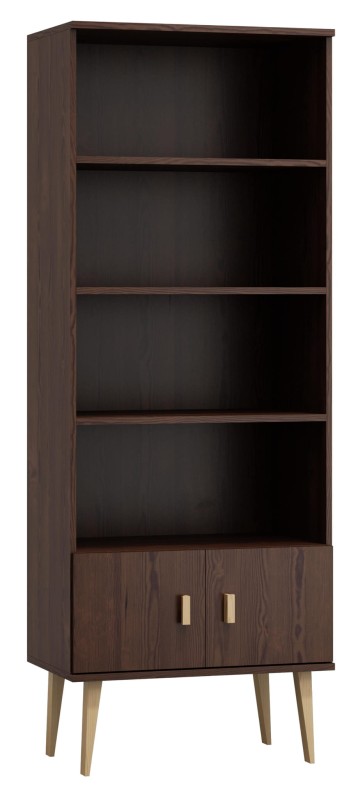 Regał drewniany Venuci drzwiczki 79 cm orzech