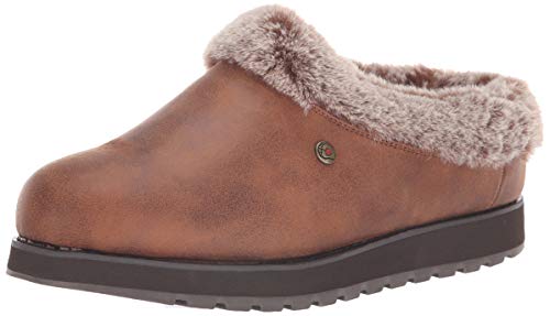 Damskie Skechers Bobs pamiątki R E M ciepłe sztuczne futro outdoorowe zimowe kapcie -, Brązowa linia sztucznego futra z mikroskóry, 39.5 EU