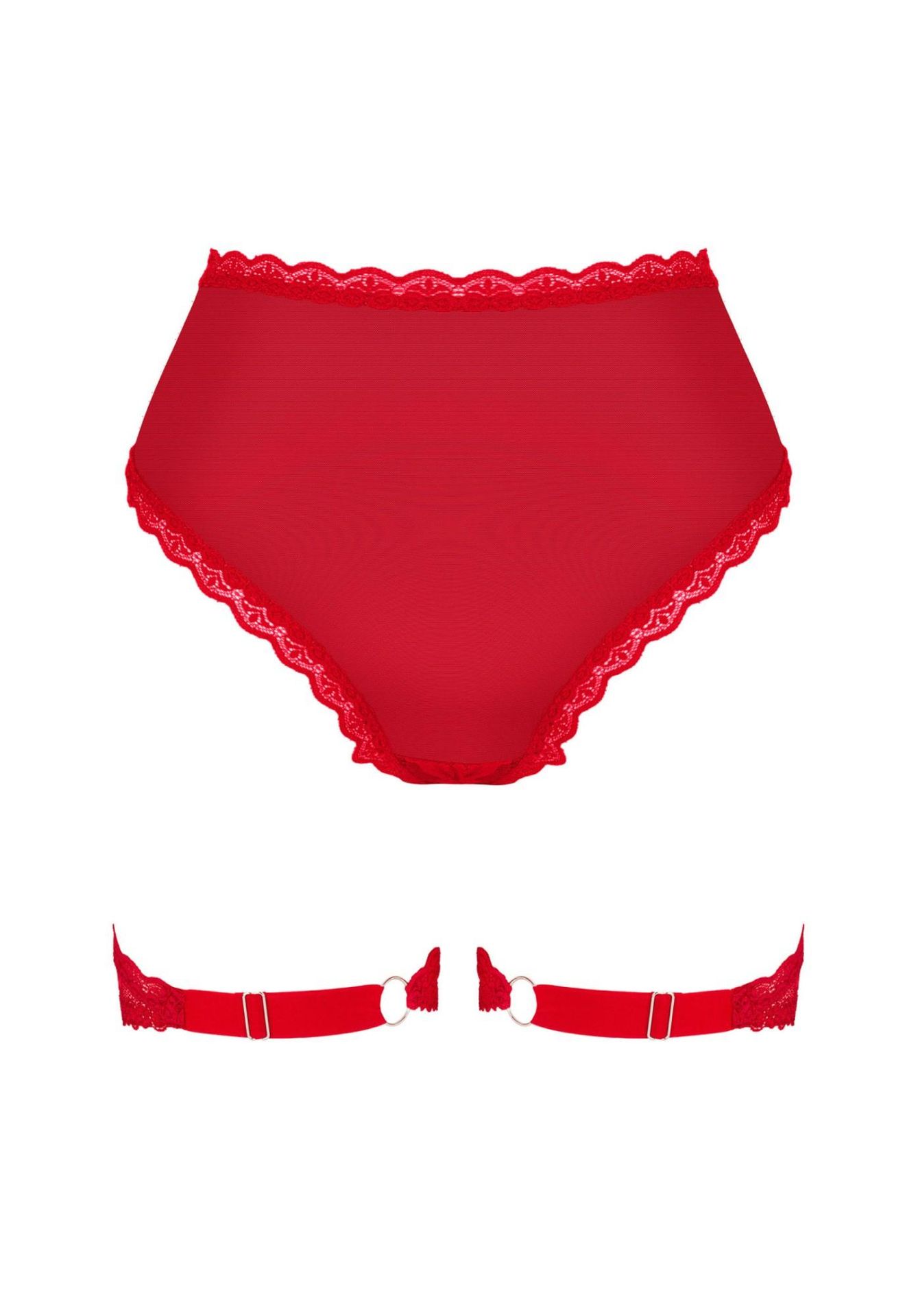 Obsessive Belovya - Figi Z Paskami Do Pończoch, Czerwony Wariant/Rozmiar: M/L  