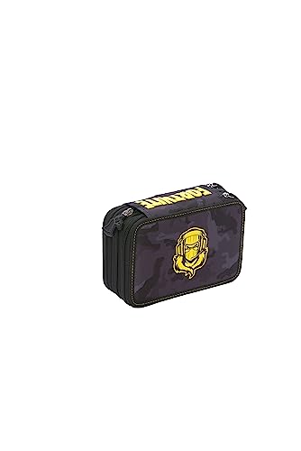 FORTNITE, Gamer Case 3Zip Z Długopis Frixion Raptor Szary Dzieci I Chłopcy, Czarny, Jeden rozmiar, Czarny, Taglia Unica, Walizka szkolna