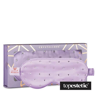 Crystallove Crystalized Silk Eye Mask Jedwabna opaska na oczy zdobiona kryształkami (kolor Lilac) 1 szt
