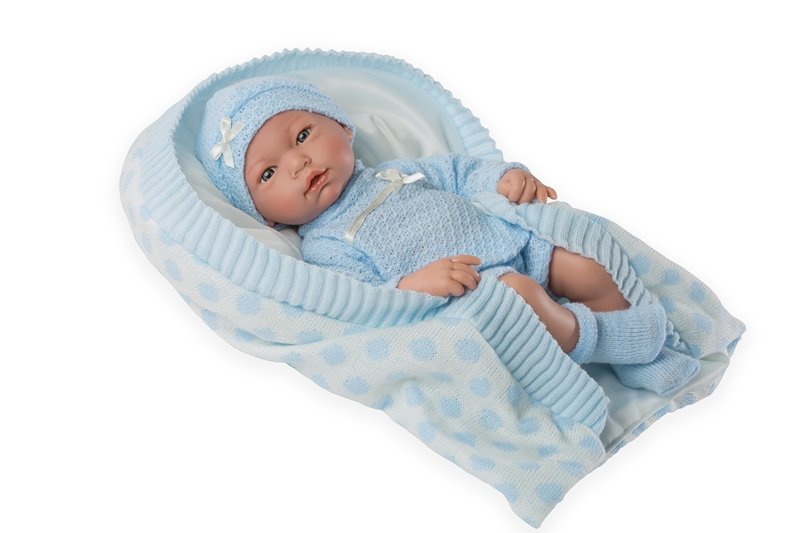 Muecas Guca Lalka hiszpańska bobas chłopiec Gilberto w beciku 36 cm MG550