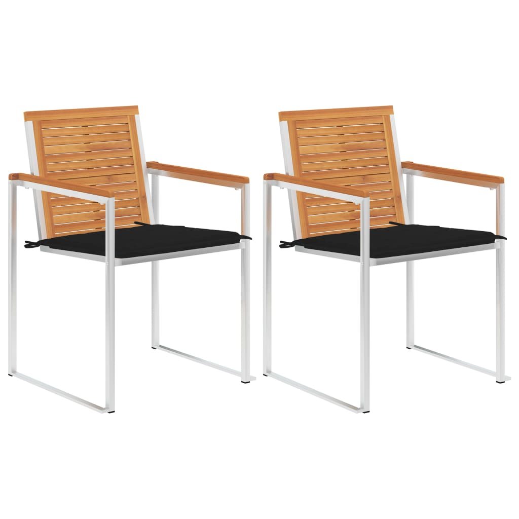 vidaXL Krzesła ogrodowe z poduszkami, 2 szt., drewno akacjowe i stal 3061495