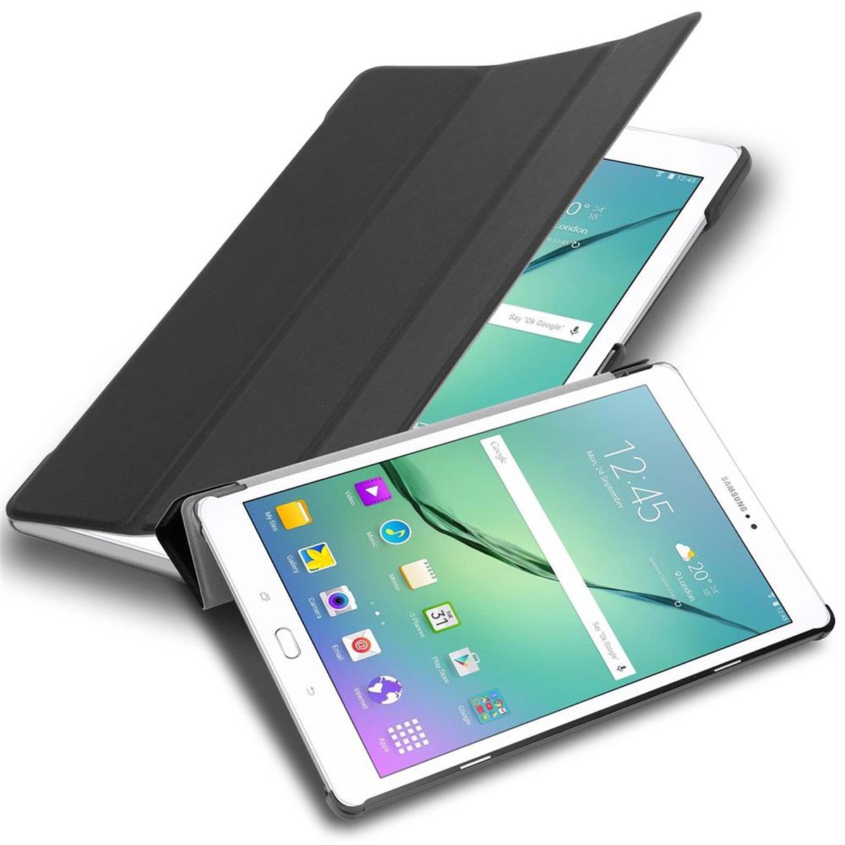 Pokrowiec Do Samsung Galaxy Tab S2 (9.7 cala) Etui w SATYNOWA CZERŃ Obudowa Case Cover Portfel Ochronny Cadorabo