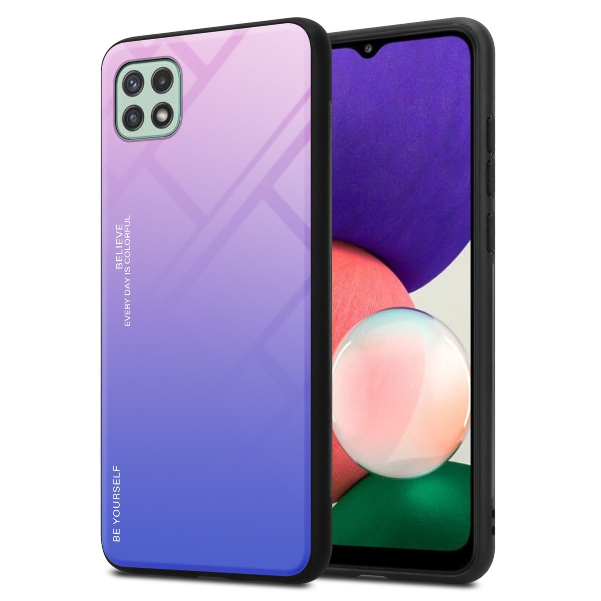 Pokrowiec Do Samsung Galaxy A22 5G Etui w RÓŻOWO - NIEBIESKI TPU Obudowa Case Cover Plecki Ochronny Cadorabo