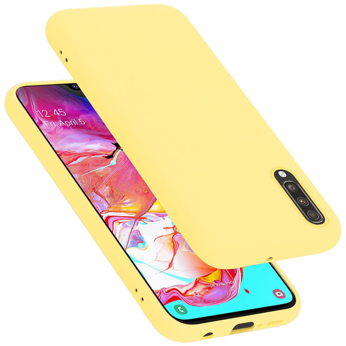 Pokrowiec Do Samsung Galaxy A70 / A70s Etui w LIQUID ŻÓŁTY TPU Silikon Case Cover Obudowa Ochronny Cadorabo