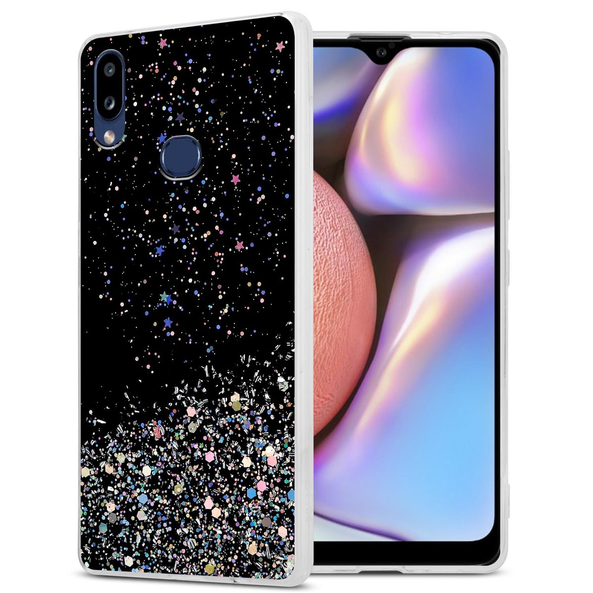 Pokrowiec Do Samsung Galaxy A10s / M01s Etui w Czarny z Brokatem Glitter Obudowa Case Cover TPU Cadorabo