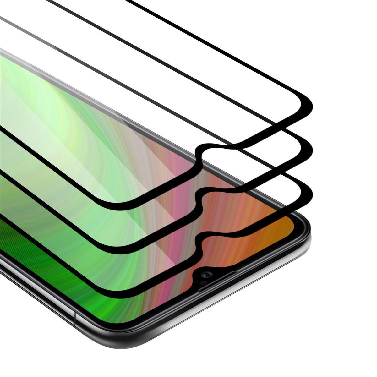 3x Szkło Hartowane Do Xiaomi Mi 9 LITE Folia pancerna Ochronny w PRZEZROCZYSTY Z CZARNYM Tempered Glass Cadorabo