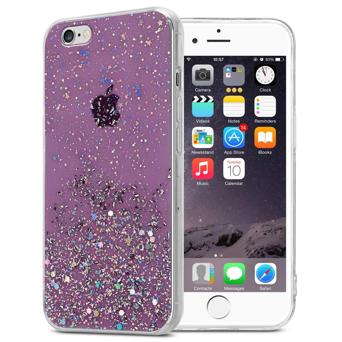 Pokrowiec Do Apple iPhone 6 PLUS / 6S PLUS Etui w Fiolet z Brokatem Glitter Obudowa Case Cover TPU Cadorabo