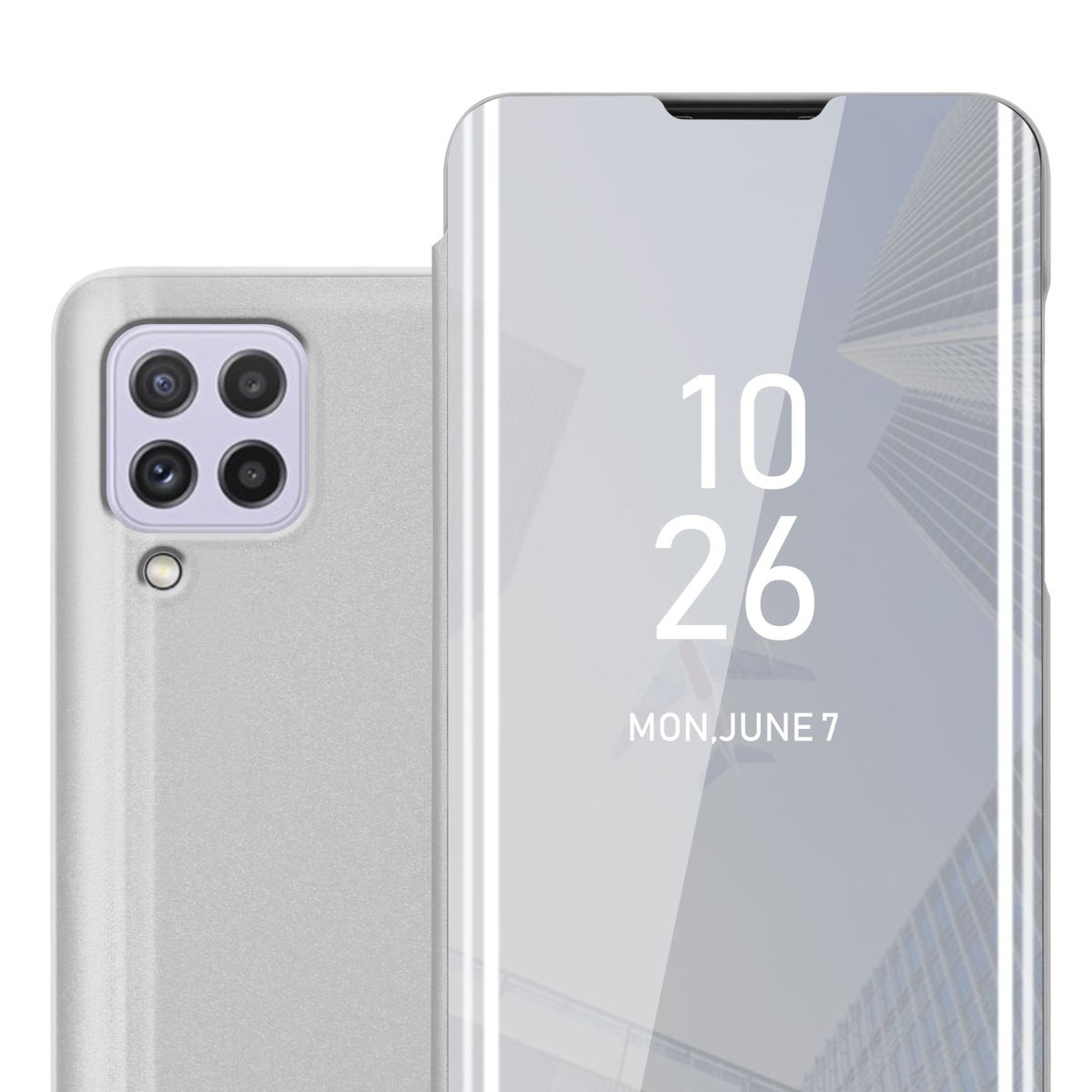 Pokrowiec Do Samsung Galaxy A22 4G / M22 / M32 4G w Etui SREBRNY AGAT  Case Cover Obudowa Ochronny Cadorabo