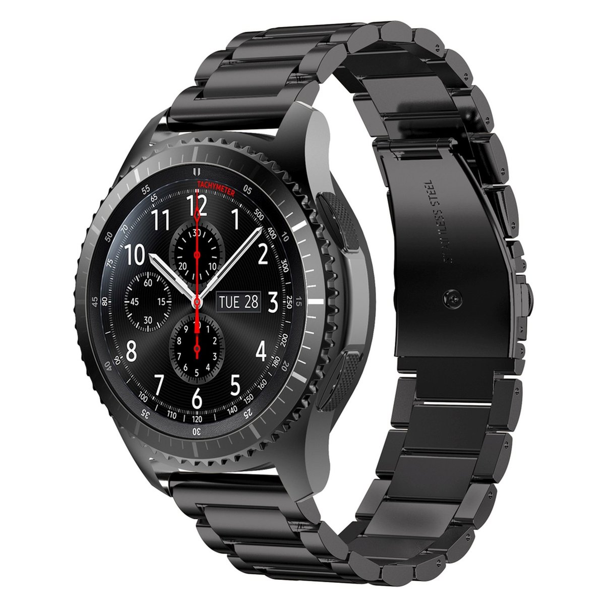Cadorabo Stal Nierdzewna Bransoleta 22Mm Kompatybilny Z Samsung Galaxy Gear S3 / Gear 2 W Czarny - Zamienna Bransoleta Do Zegarka (Pasek) Dla Huawei..