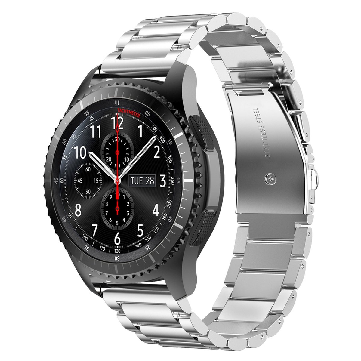 Cadorabo Stal Nierdzewna Bransoleta 22Mm Kompatybilny Z Samsung Galaxy Gear S3 / Gear 2 W Srebrny - Zamienna Bransoleta Do Zegarka (Pasek) Dla Huawe..
