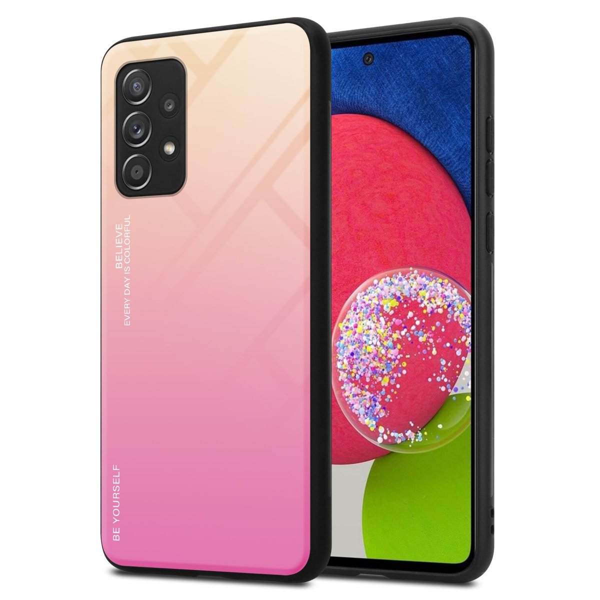 Pokrowiec Do Samsung Galaxy A52 (4G / 5G) / A52s Etui w ŻÓŁTO - RÓŻOWY TPU Obudowa Case Cover Plecki Ochronny Cadorabo