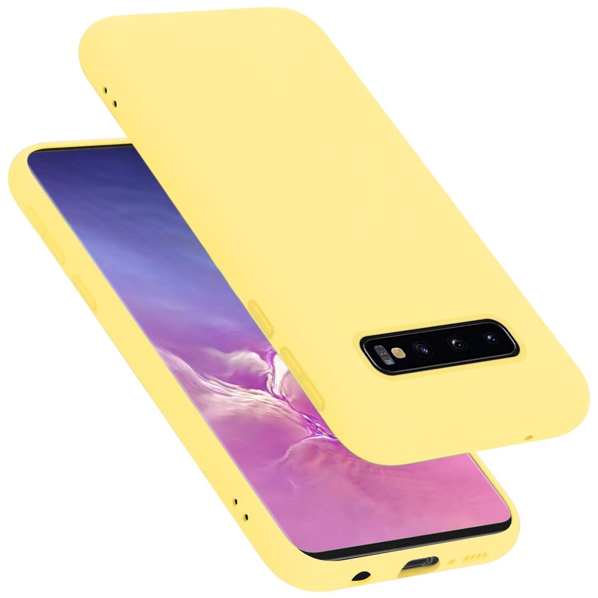 Pokrowiec Do Samsung Galaxy S10 4G Etui w LIQUID ŻÓŁTY TPU Silikon Case Cover Obudowa Ochronny Cadorabo