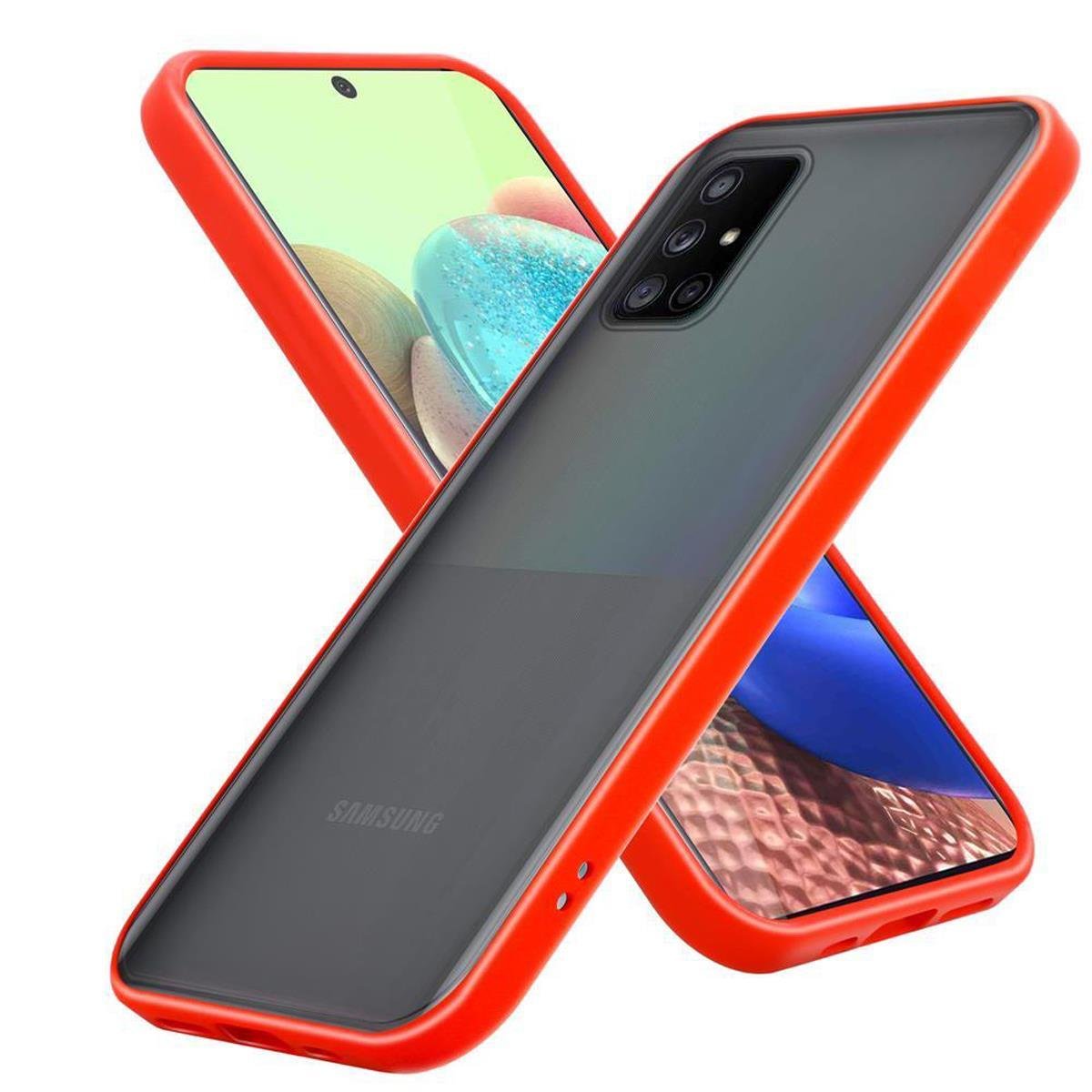 Pokrowiec Etui Do Samsung Galaxy A71 4G w Matowe Czerwono - Czarne Guziki TPU Hard Case Obudowa Ochronny Cadorabo