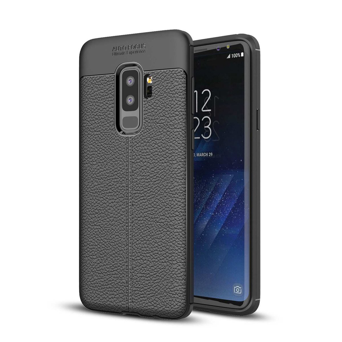 Pokrowiec do Samsung Galaxy S9 PLUS w Głęboka Czerń Etui imitacji skóry Obudowa Ochronny Case Cover Cadorabo