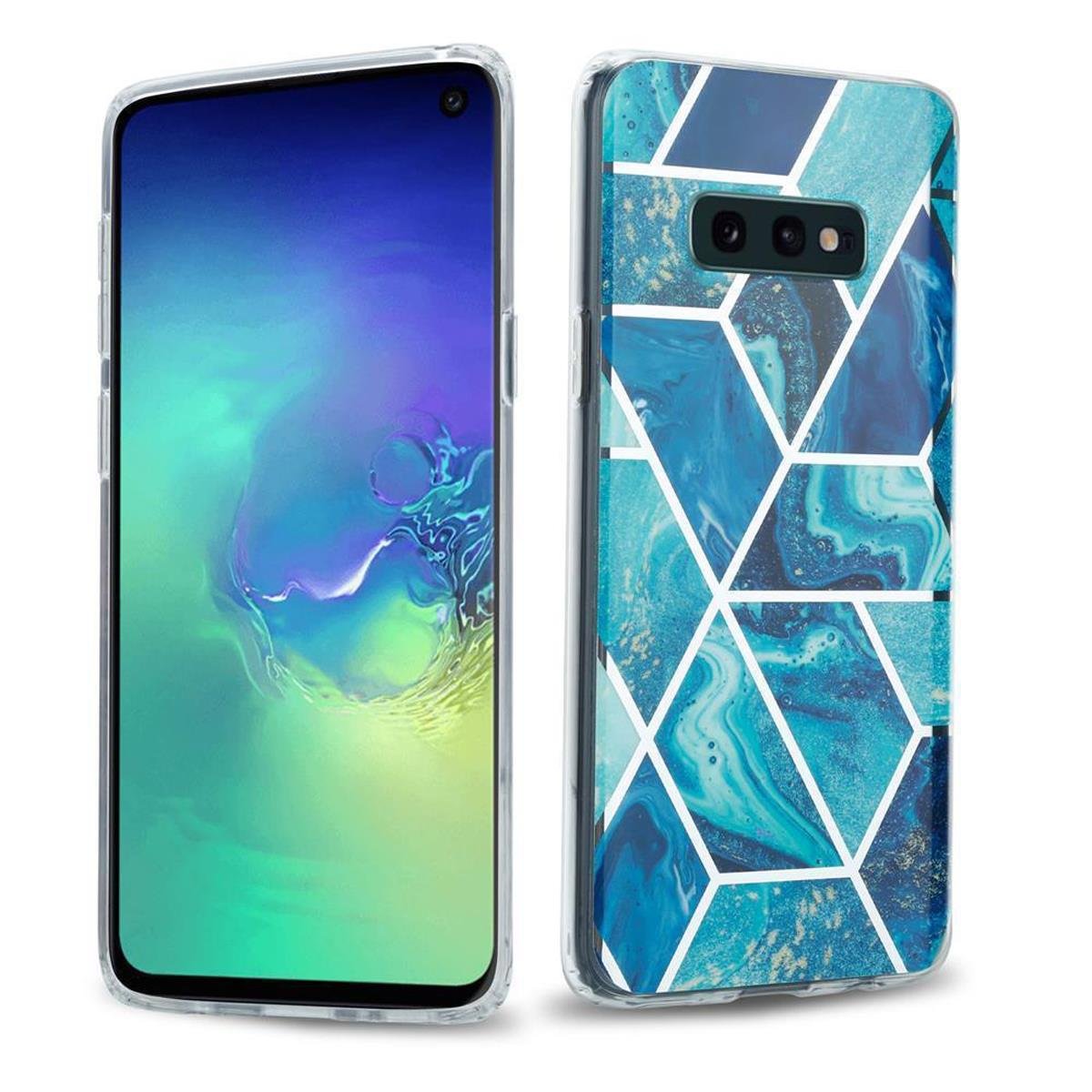 Pokrowiec Etui Do Samsung Galaxy S10 4G w Niebieskie Fale Marmur No. 13 Obudowa Case Cover Silikon Plecki Cadorabo