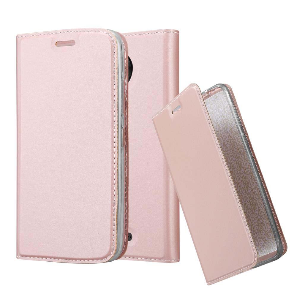 Cadorabo etui do Motorola Moto C Plus - etui na telefon komórkowy z funkcją stojaka i przegródką na karty w metalicznym wyglądzie - Case Cover etui ochronne etui pokrowiec Book klapka Style