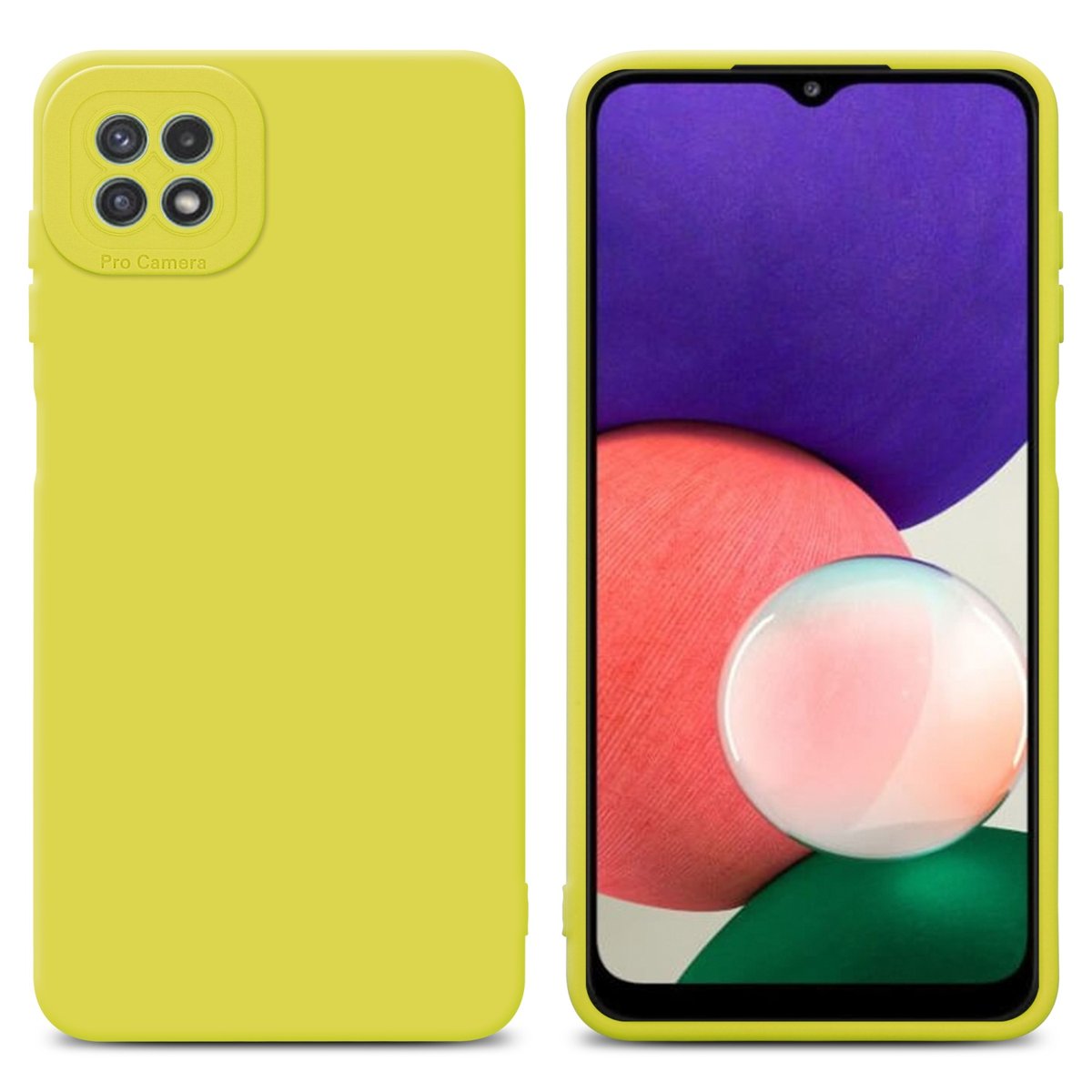 Pokrowiec Etui Do Samsung Galaxy A22 5G w FLUID ŻÓŁTY TPU Silikonowe Obudowa Ochronny Case Cover Cadorabo