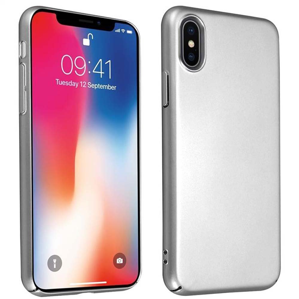Pokrowiec Do Apple iPhone X / XS Etui w METAL SREBRNY Hard Case Cover Obudowa Ochronny Cadorabo