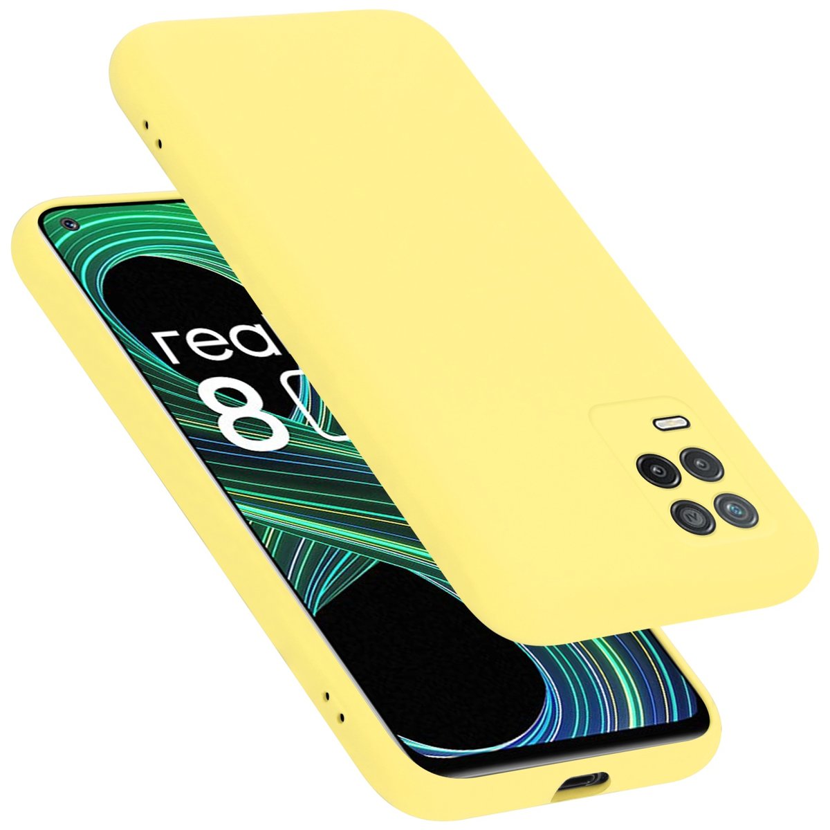 Pokrowiec Do Realme 8 5G / V13 / Q3 / Q3i / Narzo 30 5G Etui w LIQUID ŻÓŁTY TPU Silikon Case Cover Obudowa Ochronny Cadorabo