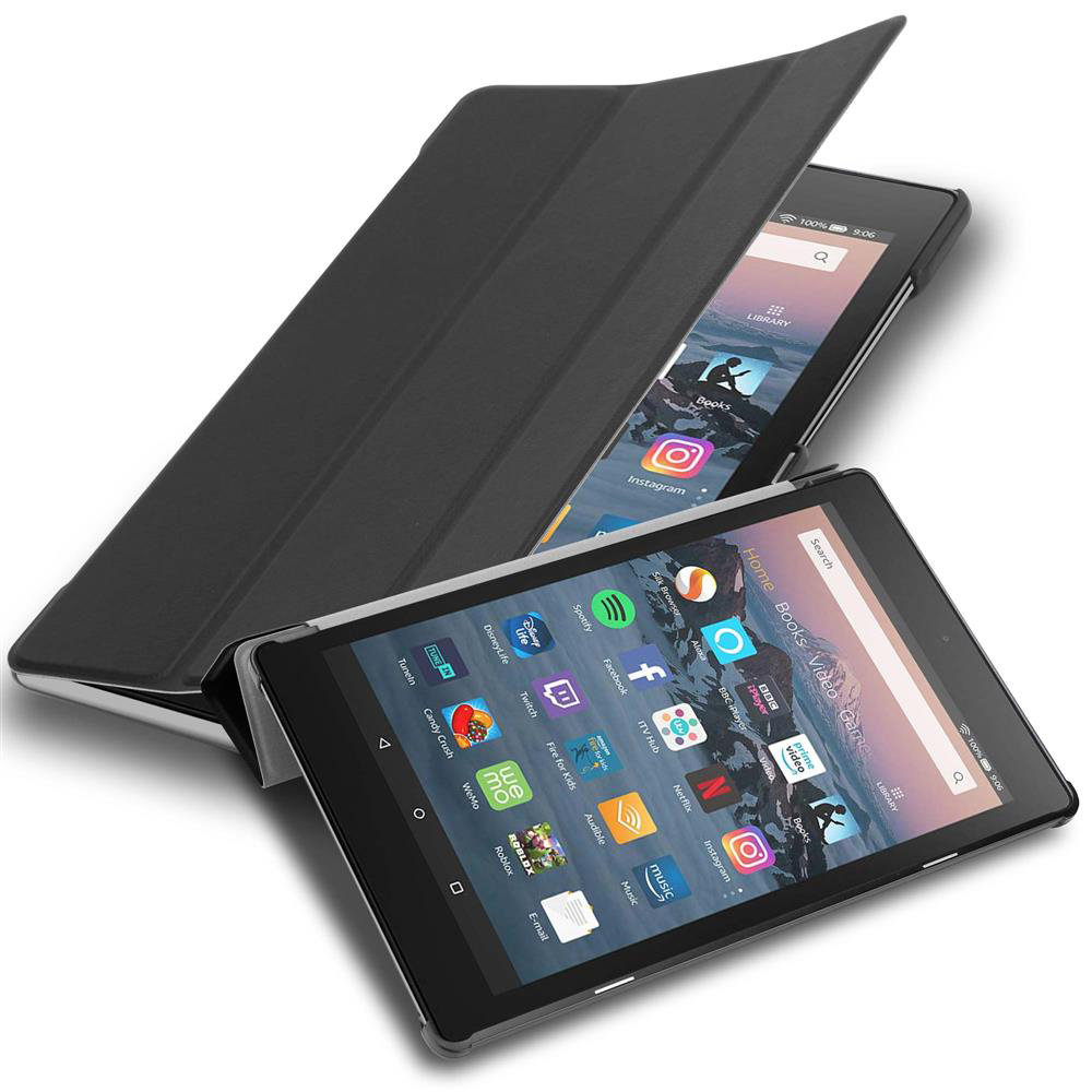 Pokrowiec Do Kindle FIRE HD 8 2017 / 2018 (7. und 8. Gen.) Etui w SATYNOWA CZERŃ Obudowa Case Cover Portfel Ochronny Cadorabo