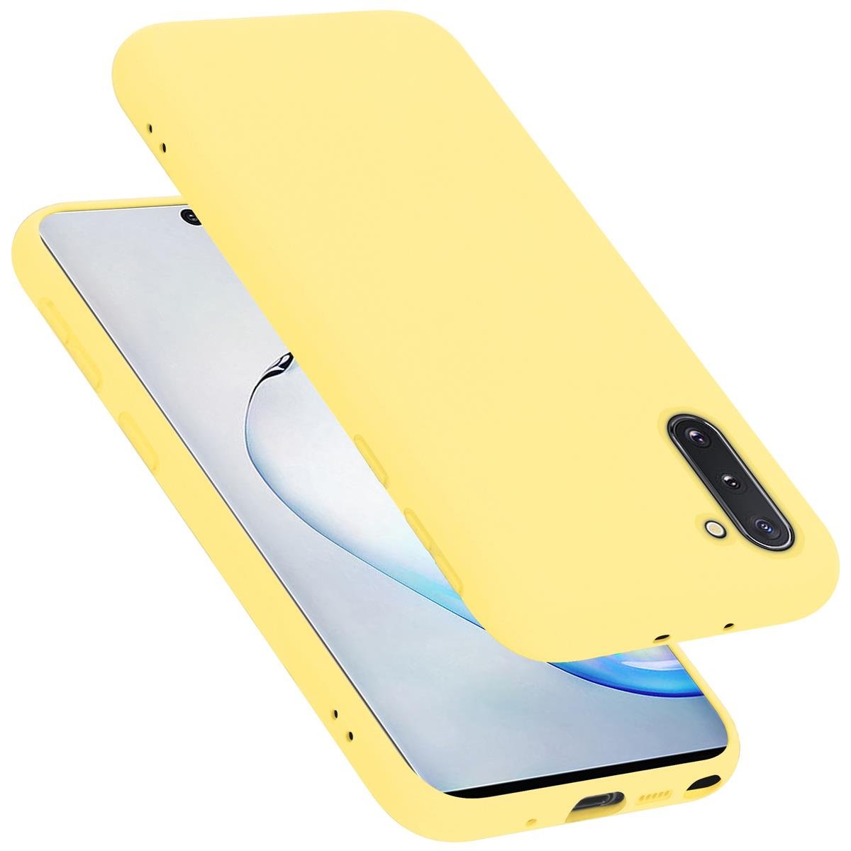 Pokrowiec Do Samsung Galaxy NOTE 10 Etui w LIQUID ŻÓŁTY TPU Silikon Case Cover Obudowa Ochronny Cadorabo