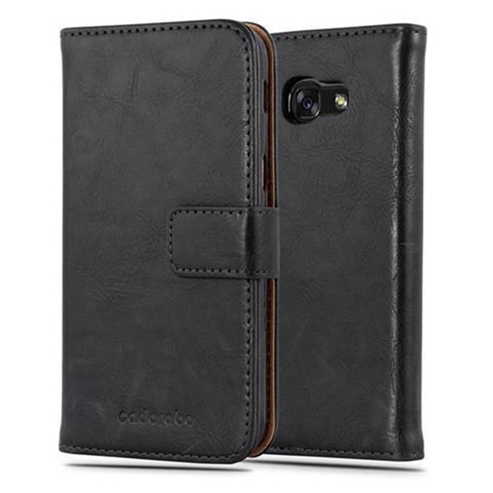 Luxury cador Abo Book Style etui do Samsung Galaxy A3 (7) model 2017 Case Cover pokrowiec ochronny etui z funkcją stojaka i kieszeń na kartę, grafitowo-czarny