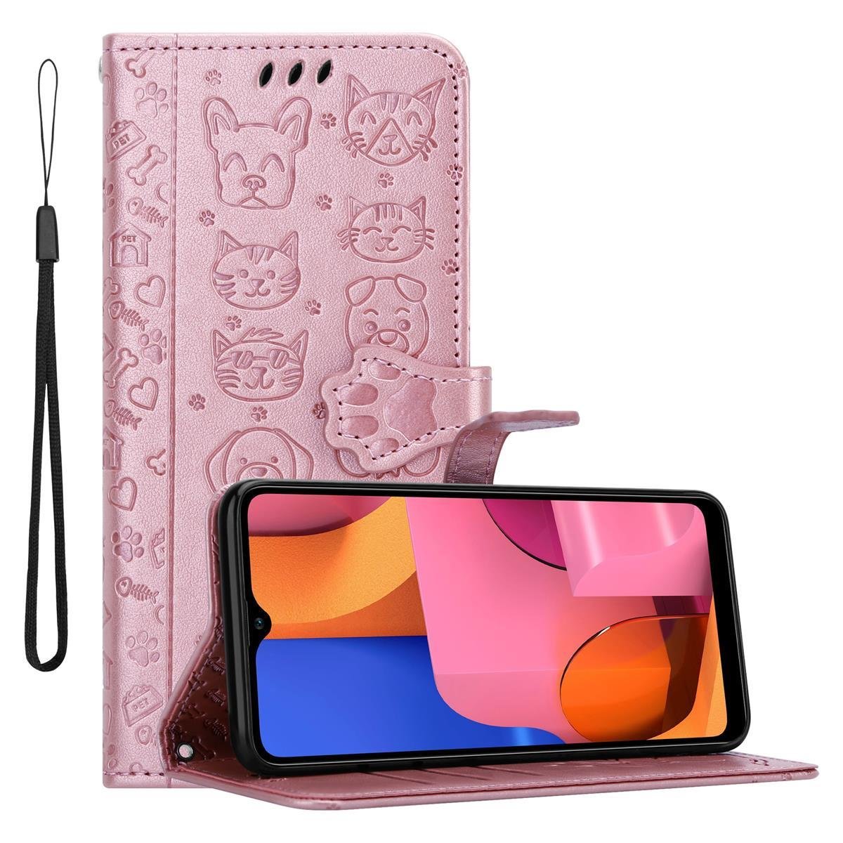 Pokrowiec Do Samsung Galaxy A20s w Etui SHINY RÓŻOWE ZŁOTO Pieski Kotki Obudowa Case Cover Cadorabo