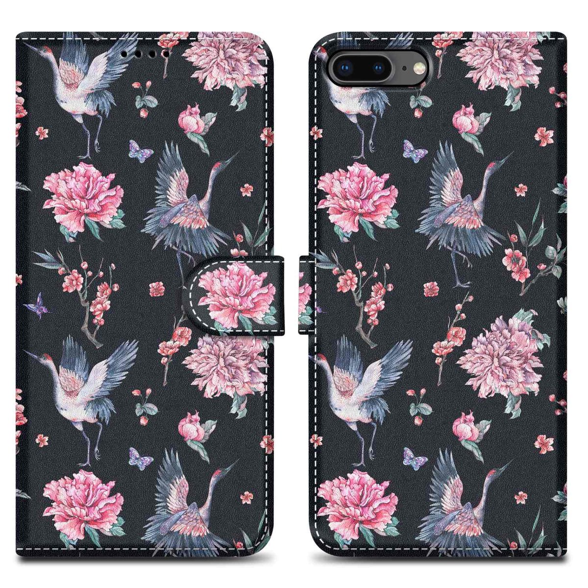 Etui Do Apple iPhone 7 PLUS / 7S PLUS / 8 PLUS Pokrowiec w Żuraw & Kwiat No. 9 Etui Case Cover Obudowa Ochronny Cadorabo