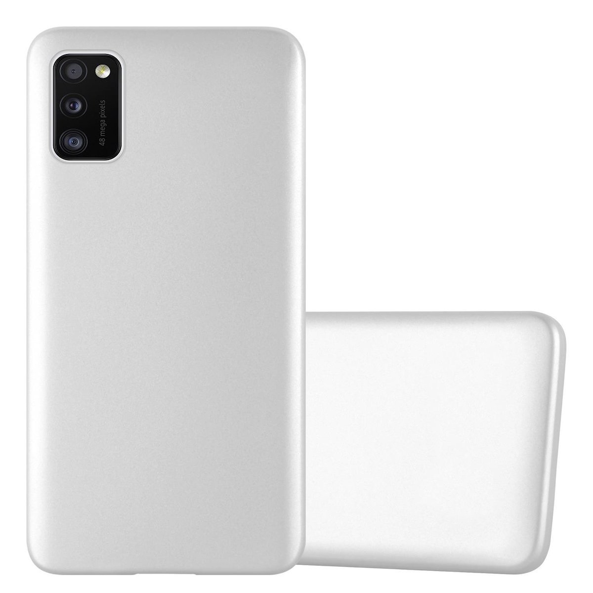 Pokrowiec Do Samsung Galaxy A41 w METALLIC SREBRNY Etui TPU Silikon Obudowa Ochronny Case Cover Cadorabo