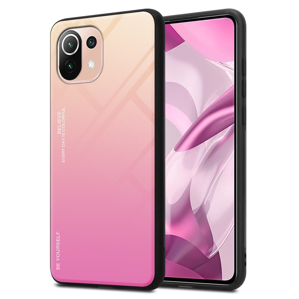 Pokrowiec Do Xiaomi Mi 11 LITE (4G / 5G) / 11 LITE NE Etui w ŻÓŁTO - RÓŻOWY TPU Obudowa Case Cover Plecki Ochronny Cadorabo