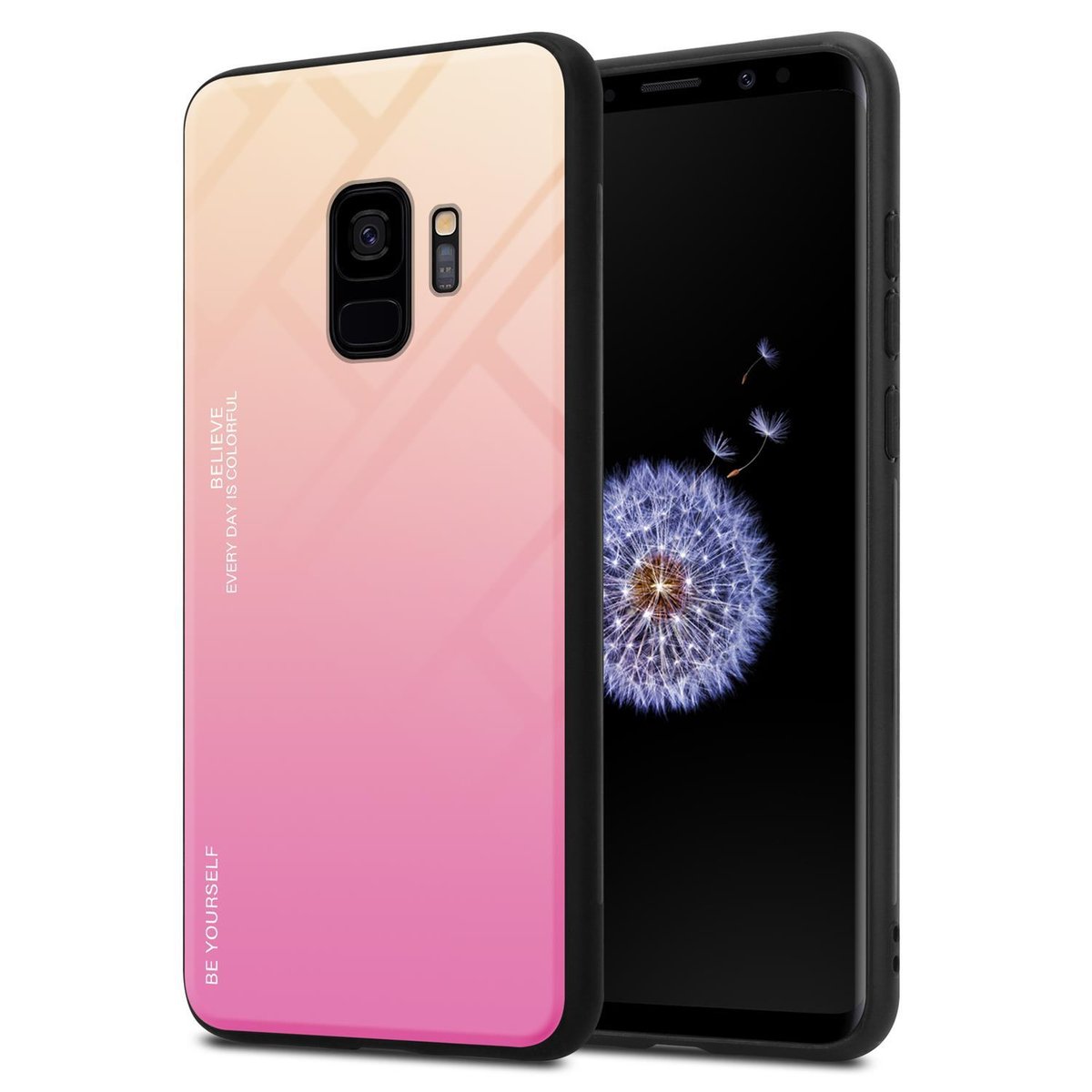 Pokrowiec Do Samsung Galaxy S9 Etui w ŻÓŁTO - RÓŻOWY TPU Obudowa Case Cover Plecki Ochronny Cadorabo