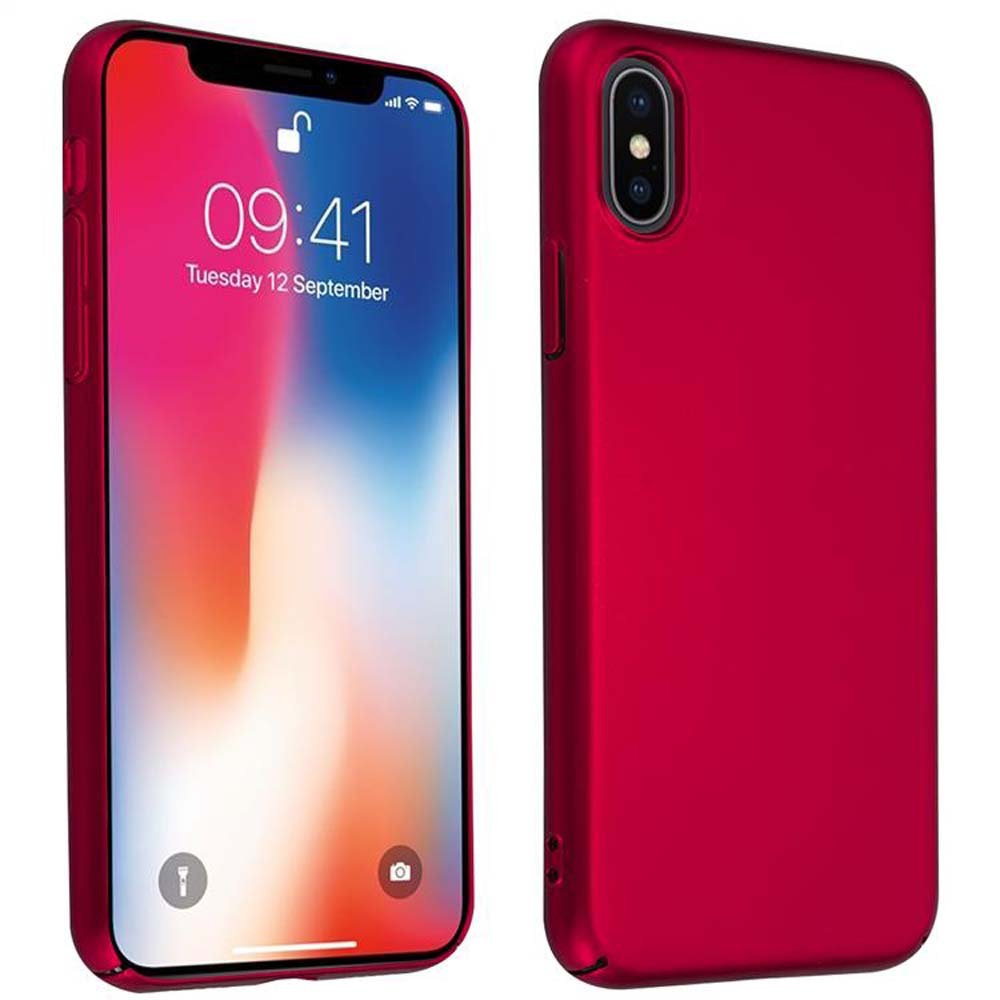 Pokrowiec Do Apple iPhone X / XS Etui w METAL CZERWONY Hard Case Cover Obudowa Ochronny Cadorabo
