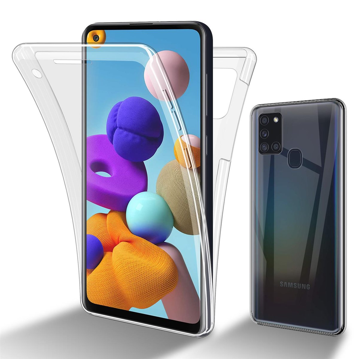 Pokrowiec Do Samsung Galaxy A21s Etui w PRZEZROCZYSTY 360° Full Body Obudowa Case Cover Ochronny Cadorabo