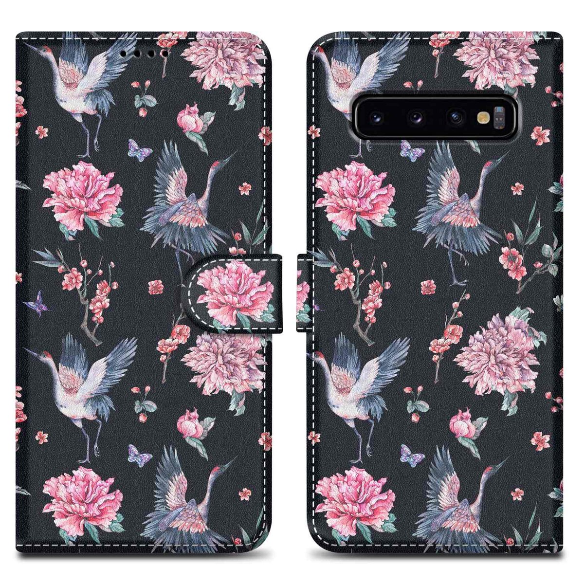 Etui Do Samsung Galaxy S10 4G Pokrowiec w Żuraw & Kwiat No. 9 Etui Case Cover Obudowa Ochronny Cadorabo