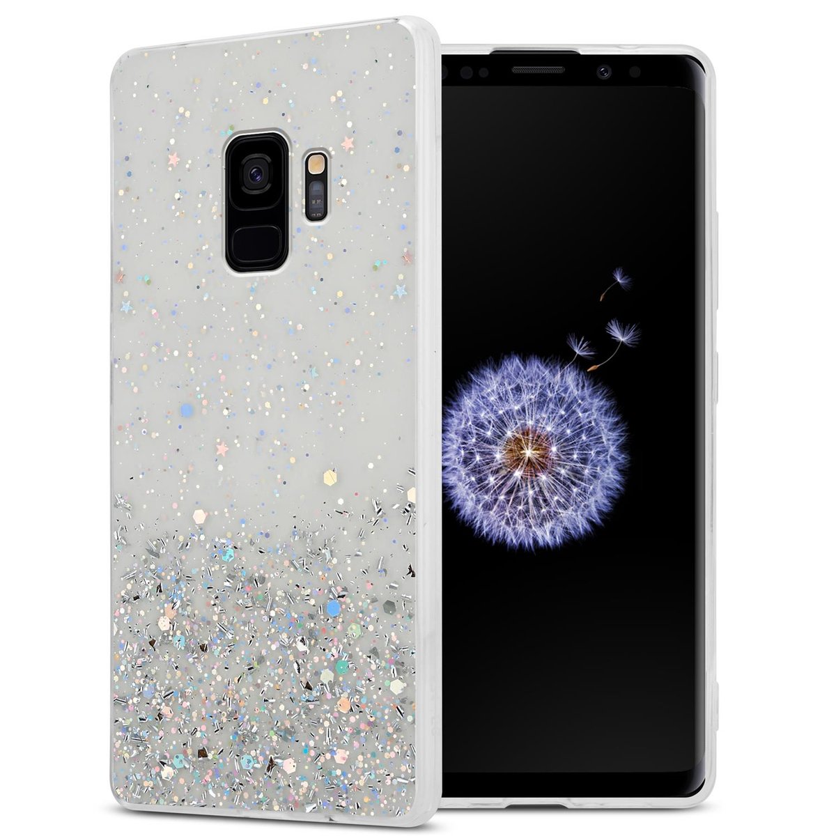 Pokrowiec Do Samsung Galaxy S9 Etui w Przezroczysty z Brokatem Glitter Obudowa Case Cover TPU Cadorabo