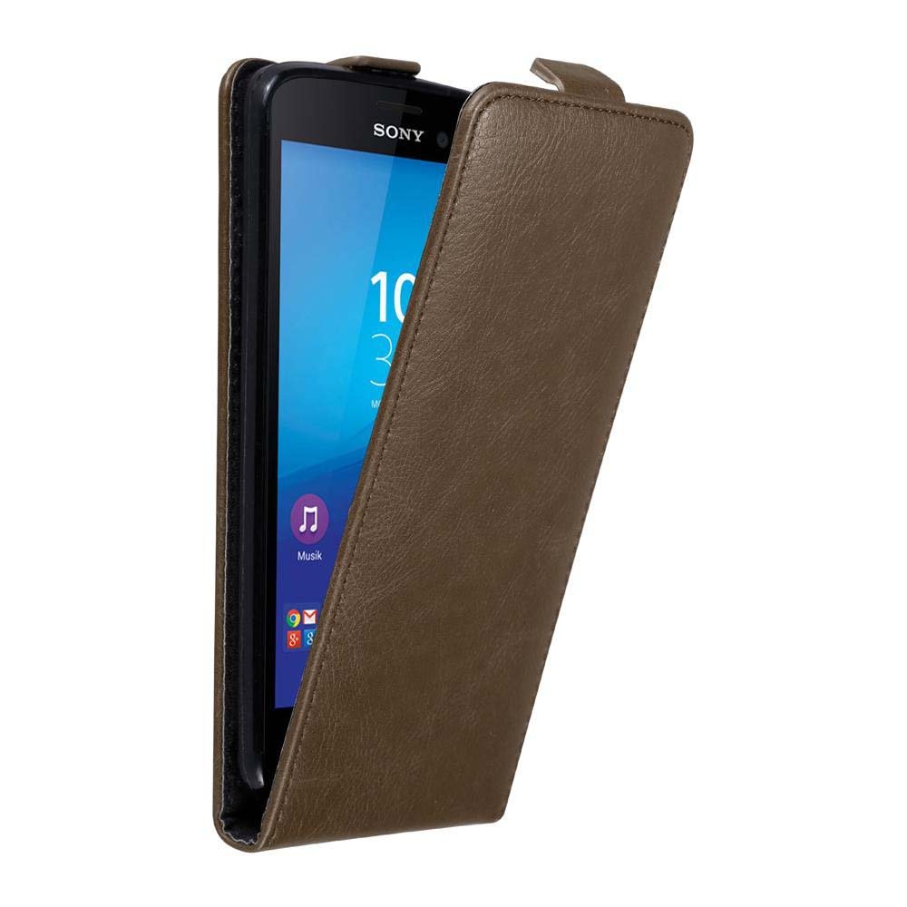 Pokrowiec Do Sony Xperia M4 AQUA w Etui BRĄZOWA KAWA  Flip Case Cover Obudowa Ochronny Cadorabo