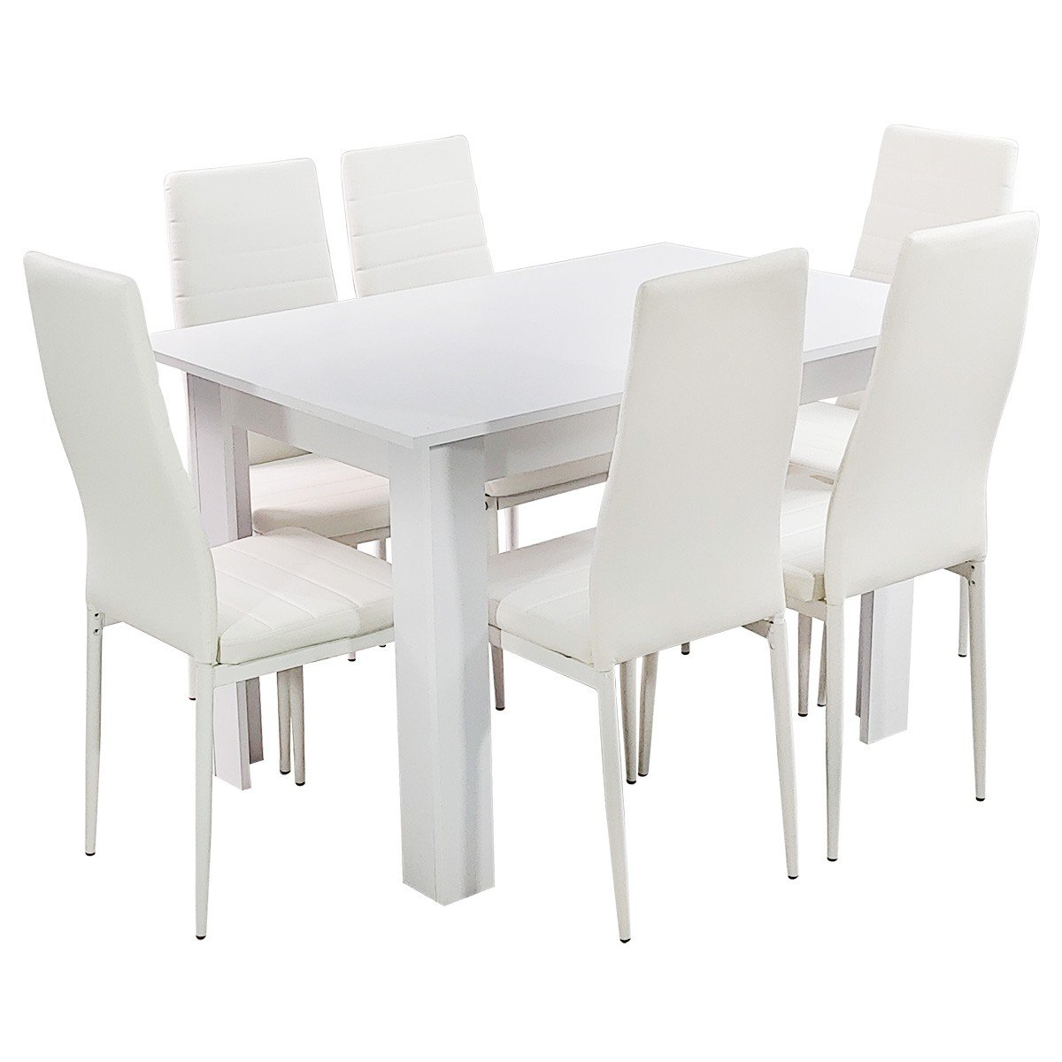 Zestaw Stół Modern 120 Biały I 6 Białych Krzeseł Nicea