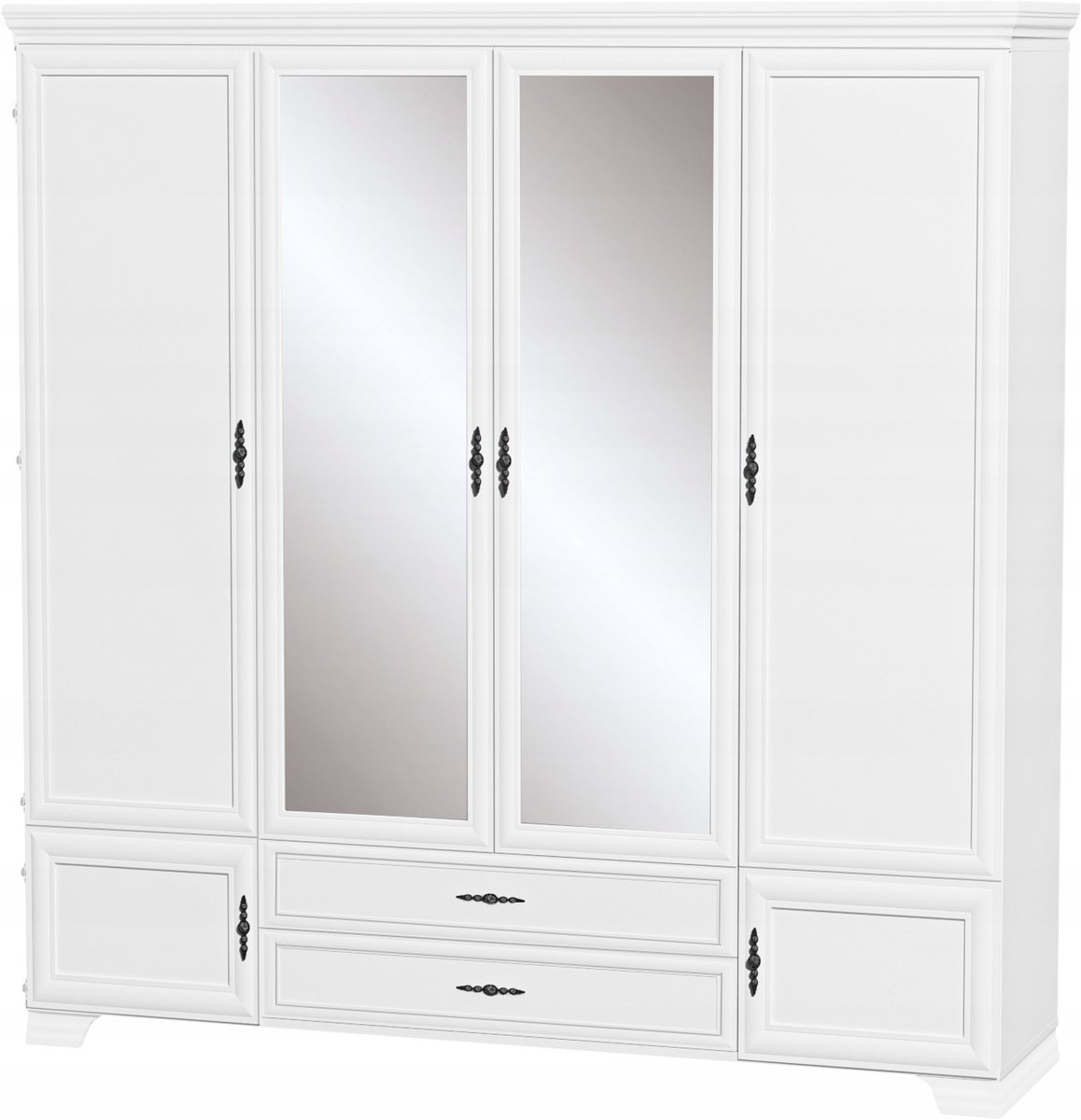 Szafa biała garderoba z lustrem 228 cm 6 drzwi XXL