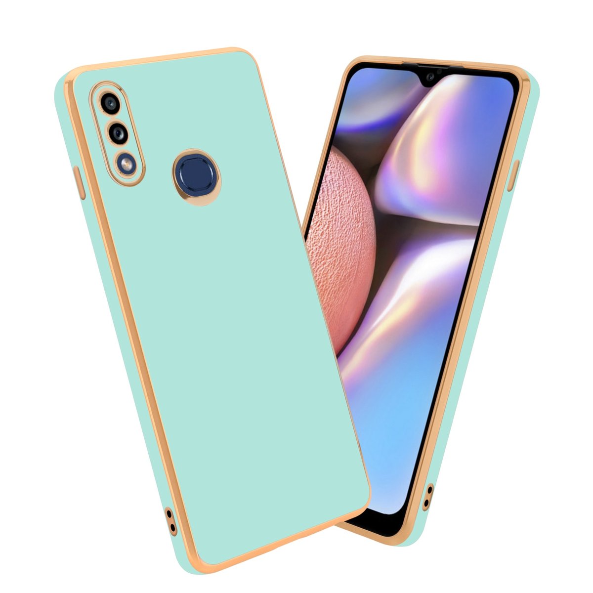 Pokrowiec Do Samsung Galaxy A10s / M01s Etui w Glossy Miętowa Zielona - Złoto TPU Silikonowe Obudowa Case Cover Cadorabo