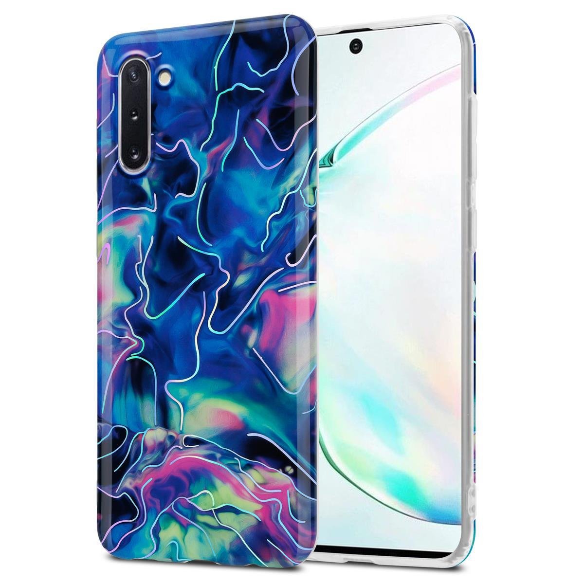 Pokrowiec Etui Do Samsung Galaxy NOTE 10 w Niebiesko Różowy Marmur No. 17 Obudowa Case Cover Silikon Plecki Cadorabo