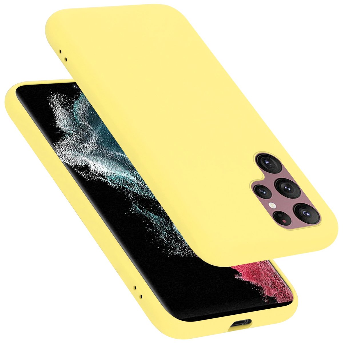 Pokrowiec Do Samsung Galaxy S22 ULTRA Etui w LIQUID ŻÓŁTY TPU Silikon Case Cover Obudowa Ochronny Cadorabo