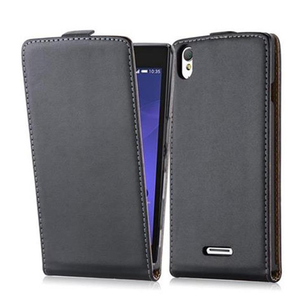 Cadorabo cador Abo  Flip Style etui do Sony Xperia T3  Case Cover etui ochronne torba w kolorze czarnym z kawioru DE-104290