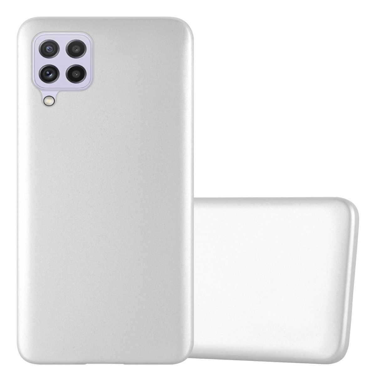 Pokrowiec Do Samsung Galaxy A22 4G / M22 / M32 4G w METALLIC SREBRNY Etui TPU Silikon Obudowa Ochronny Case Cover Cadorabo