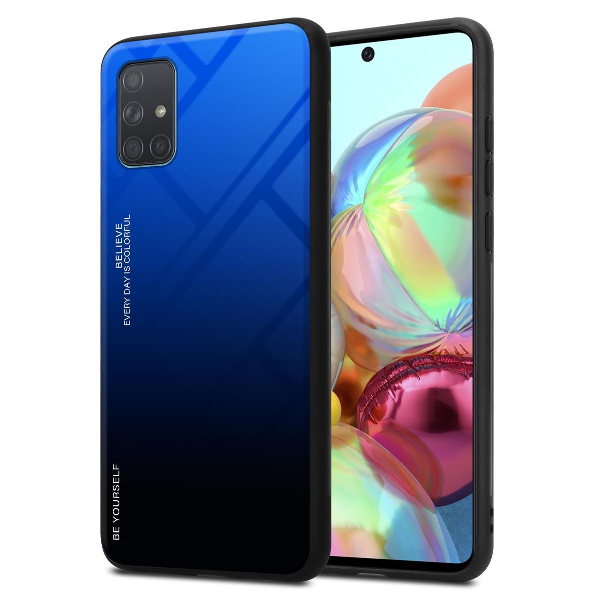 Pokrowiec Do Samsung Galaxy A71 4G Etui w NIEBIESKO - CZARNY TPU Obudowa Case Cover Plecki Ochronny Cadorabo