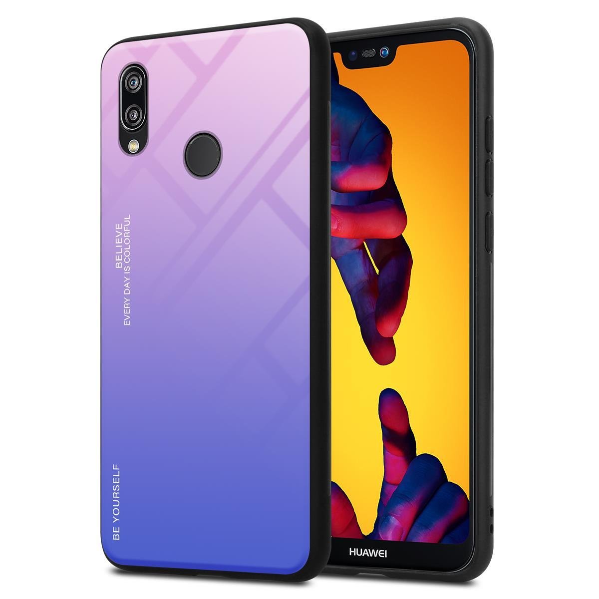 Pokrowiec Do Huawei P20 LITE 2018 / NOVA 3E Etui w RÓŻOWO - NIEBIESKI TPU Obudowa Case Cover Plecki Ochronny Cadorabo