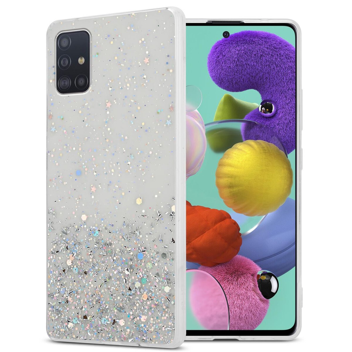 Pokrowiec Do Samsung Galaxy A51 5G Etui w Przezroczysty z Brokatem Glitter Obudowa Case Cover TPU Cadorabo