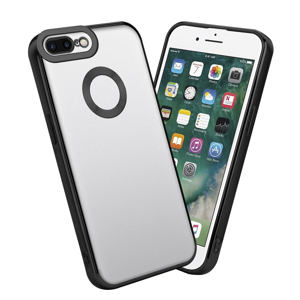 Etui Do Apple iPhone 7 PLUS / 7S PLUS / 8 PLUS Pokrowiec w Przezroczysty - Czarny Etui Chrom Obudowa Case Cover Ochronny Cadorabo