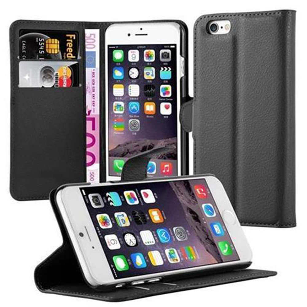 Pokrowiec Do Apple iPhone 6 / 6S w CZARNY PHANTOM Etui Portfel Obudowa Ochronny Case Cover Cadorabo